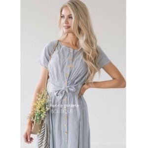 Pin striped midi dress small nwt